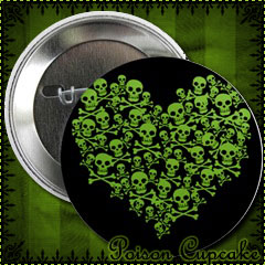 Poison Skull Heart Button