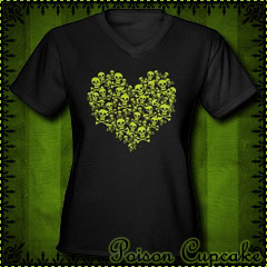 Poison Skull Heart Women's V-Neck Dark T-Shirt
