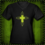 Gothic Skull Cross Women's V-Neck Dark T-Shirt