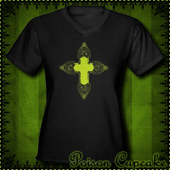 Gothic Skull Cross Women's V-Neck Dark T-Shirt