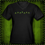 Scribble Skulls Women's V-Neck Black T-Shirt