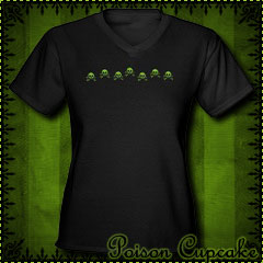 Scribble Skulls Women's V-Neck Black T-Shirt