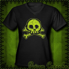 Scribble Skull Women's V-Neck Black T-Shirt