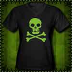 Skull and Crossbones Women's V-Neck Black T