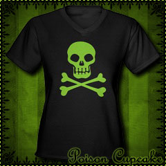 Skull and Crossbones Women's V-Neck Black T
