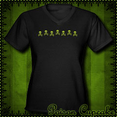 Row of Skulls and Crossbones Womens V-Neck T-shirt