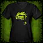 Poison Lips Women's V-Neck Black T-Shirt