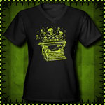 Poison Typewriter Women's V-Neck Dark T-Shirt