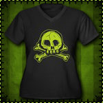 Scribble Skull Women's Plus Size V-Neck Dark T-Shi