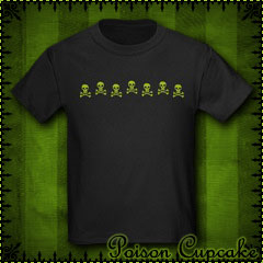 Row of Skulls and Crossbones Kids Dark T-Shirt