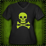 Skull and Crossbones Women's Plus Size V-Neck Dark