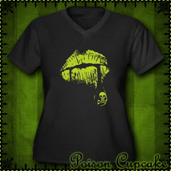 Poison Lips Women's Plus Size V-Neck Dark T-Shirt
