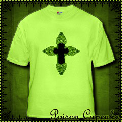 Gothic Skull Cross Green T-Shirt