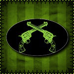 Crossed Pistols Sticker (Oval)