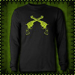 Crossed Pistols Long Sleeve Black T-Shirt