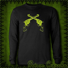 Crossed Pistols Long Sleeve Black T-Shirt