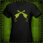 Crossed Pistols Women's Black T-Shirt