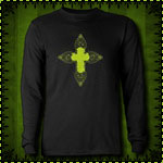 Gothic Skull Cross Long Sleeve Black T-Shirt