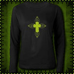 Gothic Skull Cross Women's Long Sleeve Black Tee