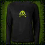 Scribble Skull Women's Long Sleeve Black T-Shirt