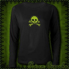 Scribble Skull Women's Long Sleeve Black T-Shirt
