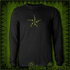 Skull Nautical Star Long Sleeve Black T-Shirt