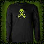 Skull and Crossbones Long Sleeve Black T-Shirt