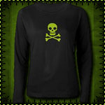 Skull and Crossbones Women's Long Sleeve Black Tee