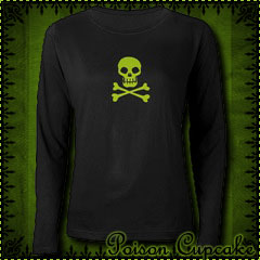 Skull and Crossbones Women's Long Sleeve Black Tee